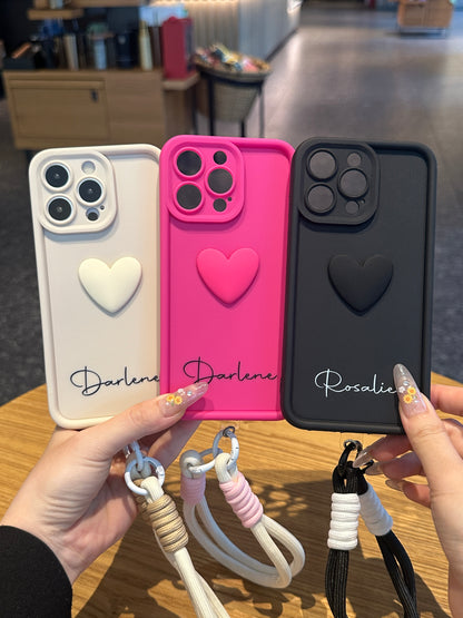 Personalized Name Macaron Series: Fashionable 3D Sweet Heart Case