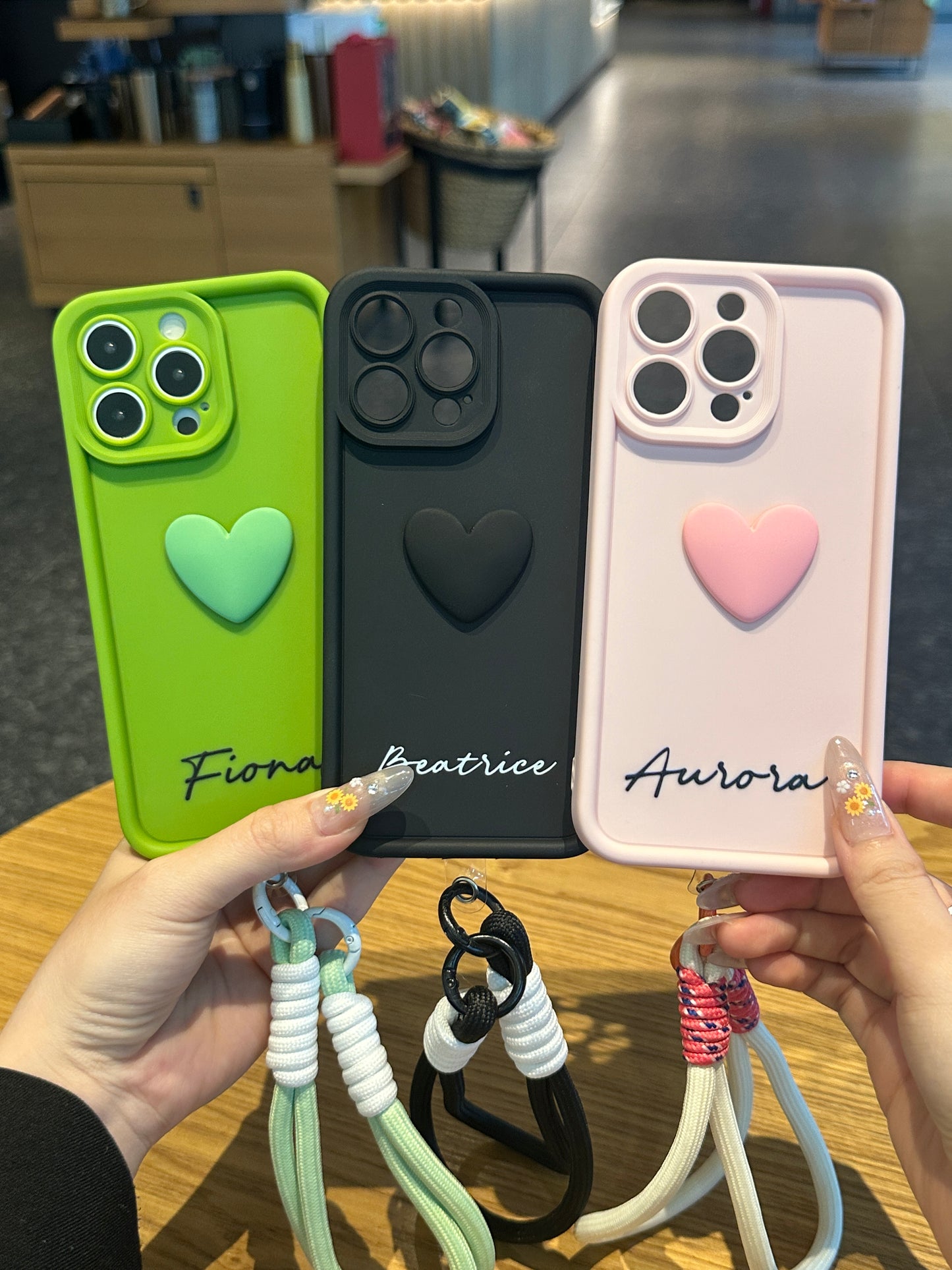 Personalized Name Macaron Series: Fashionable 3D Sweet Heart Case