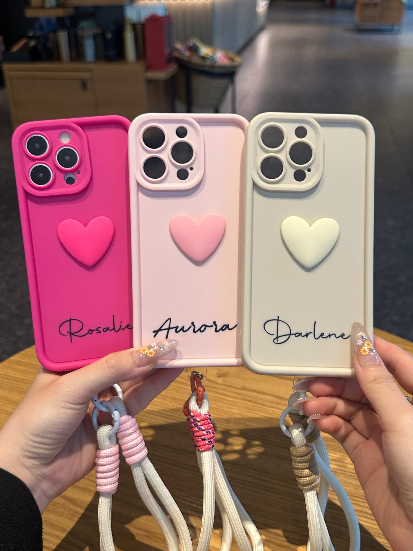 Personalized Name Macaron Series: Fashionable 3D Sweet Heart Case