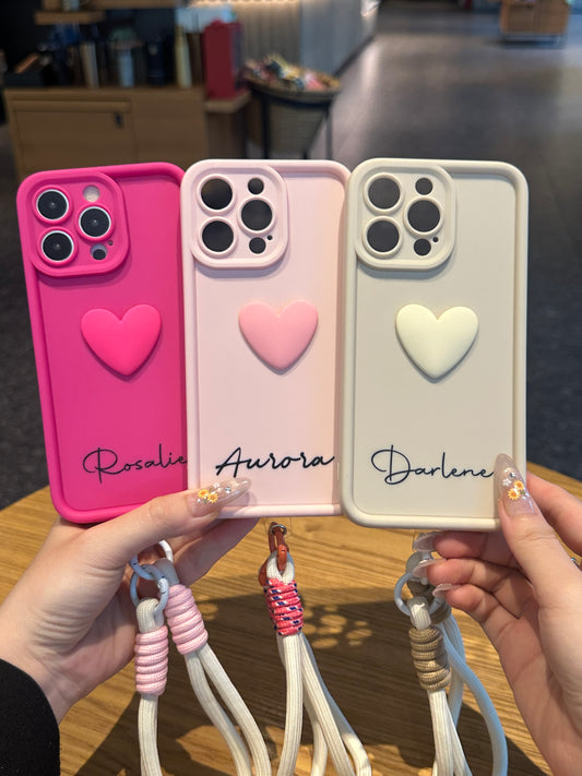 Fashionable 3D Cute Heart Custom Name Signature Series Phone Case