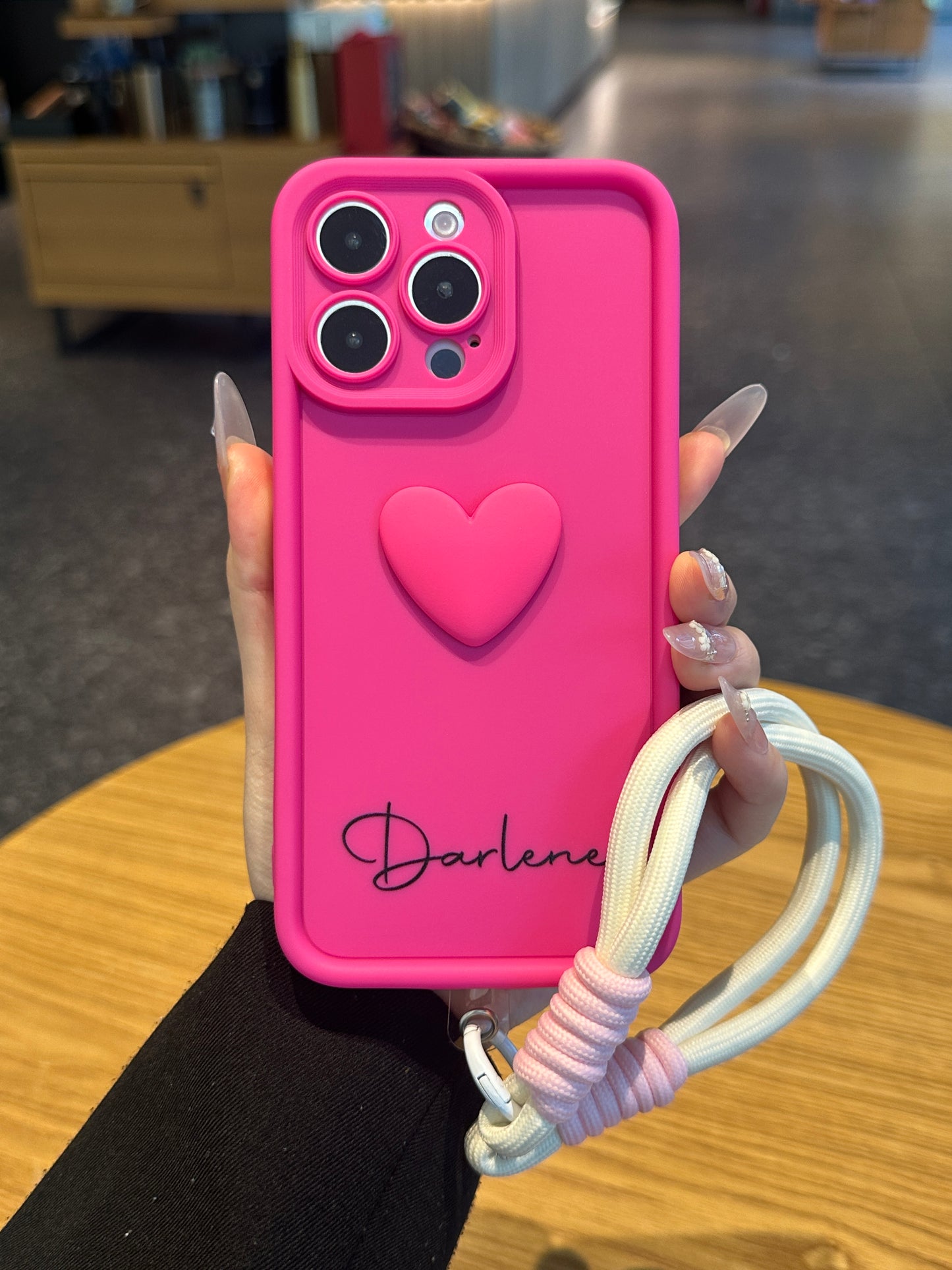 Personalized Name Macaron Series: Fashionable 3D Sweet Heart Case