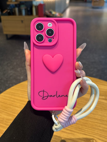 Personalized Name Macaron Series: Fashionable 3D Sweet Heart Case